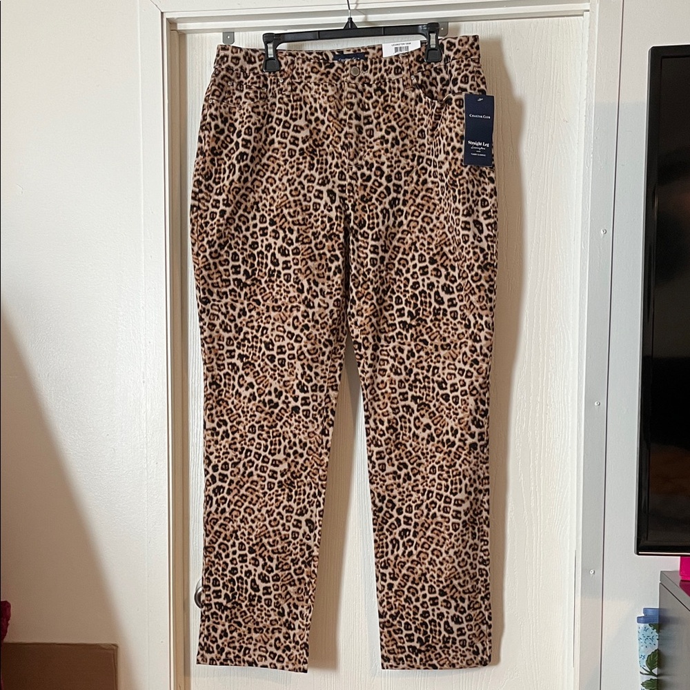 Charter Club Lexington Leopard Print High Rise Straight Leg Jeans NWT 14 - Picture 5 of 9